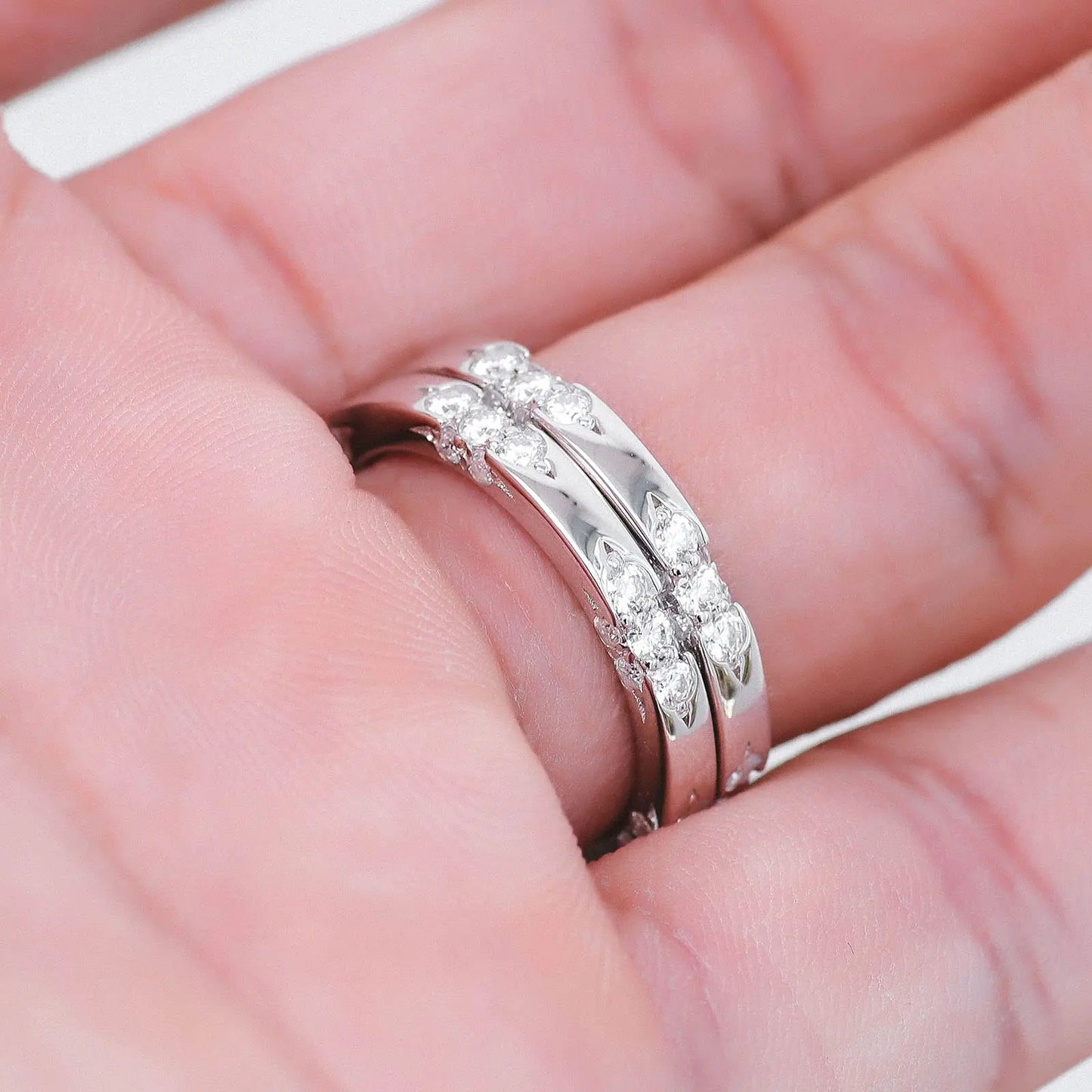 Fine Jewelry Custom Factory 18K Gold Plated 925 Sterling Silver Ring DEF VVS Moissanite Ring  Wedding Bands or Rings for Couple