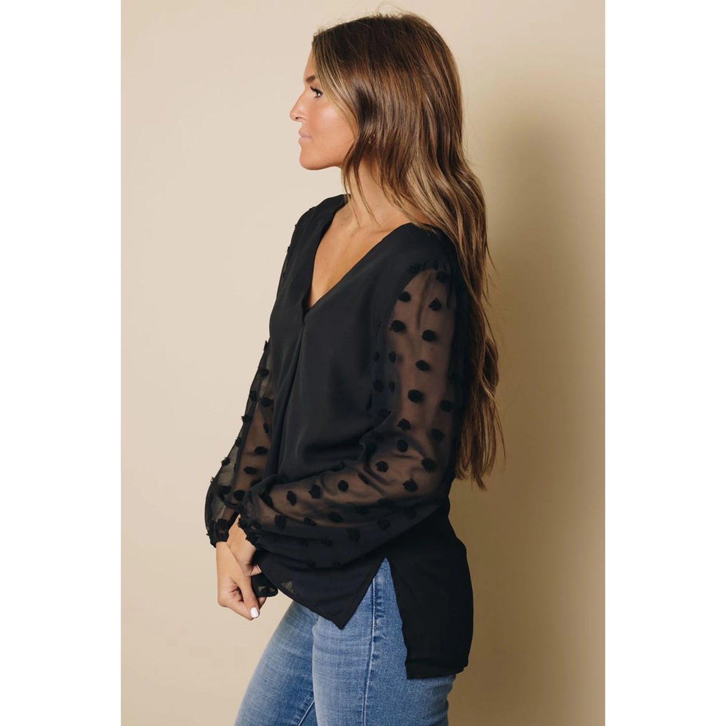 TD Seamus Women's Long Sleeve Blouse Floral Embroidered Silk Knitted Size XL Lapel Collar Formal Skinny Fit for Autumn Season
