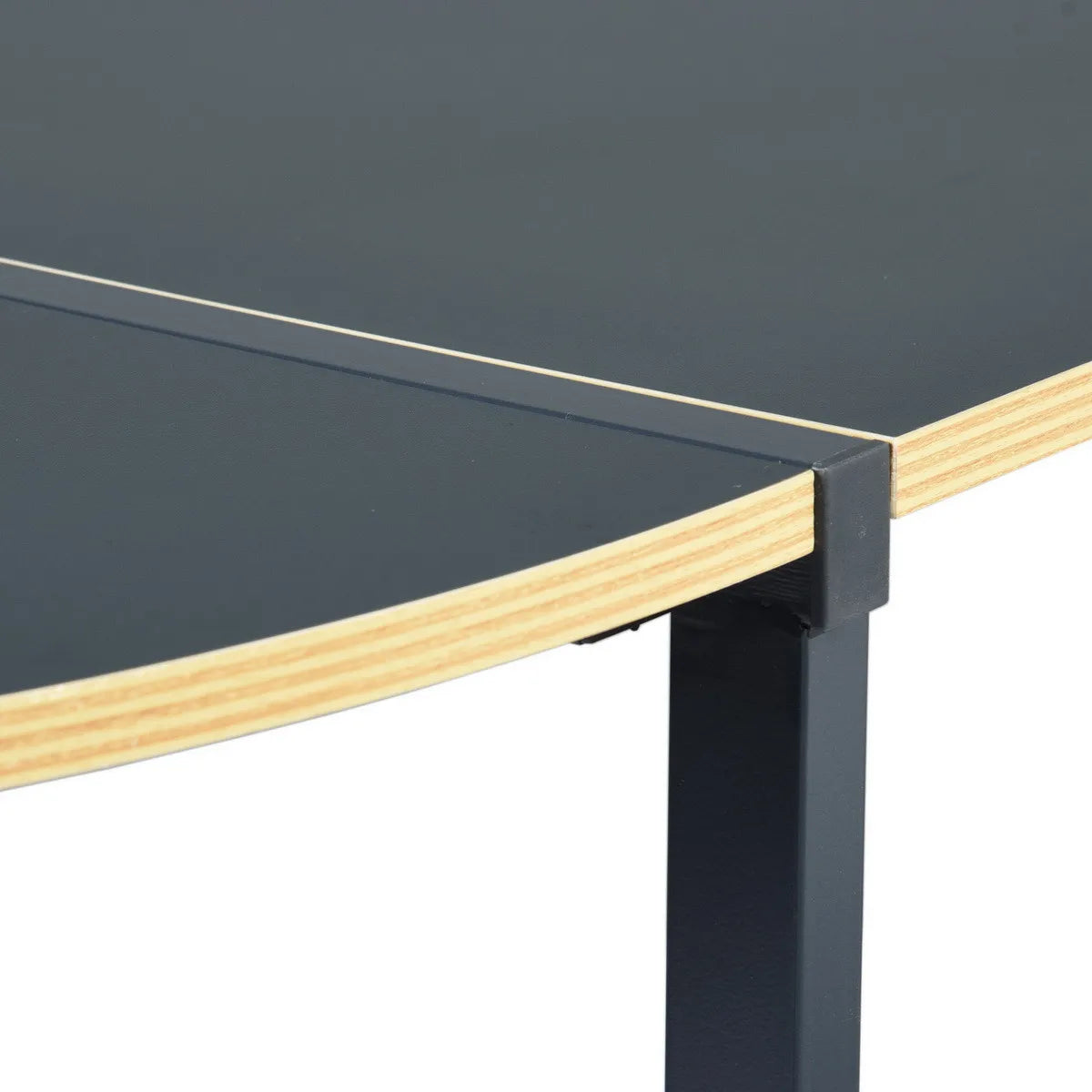 HMS 49\" H-Shape Black Wood and Metal Corner Computer Desk