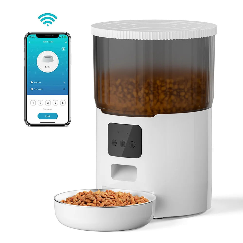 4L Smart 5G WIFI Pet Feeder Stainless Steel Bowls Self Automatic Cat Dog Food Dispenser