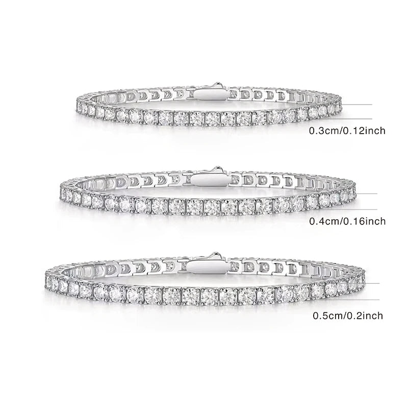 6.5mm White 925 Sterling Silver VVS Moissanite Diamond Cuban Link Chain Bracelet Iced Out Mossanite Jewelry Men Women bracelet