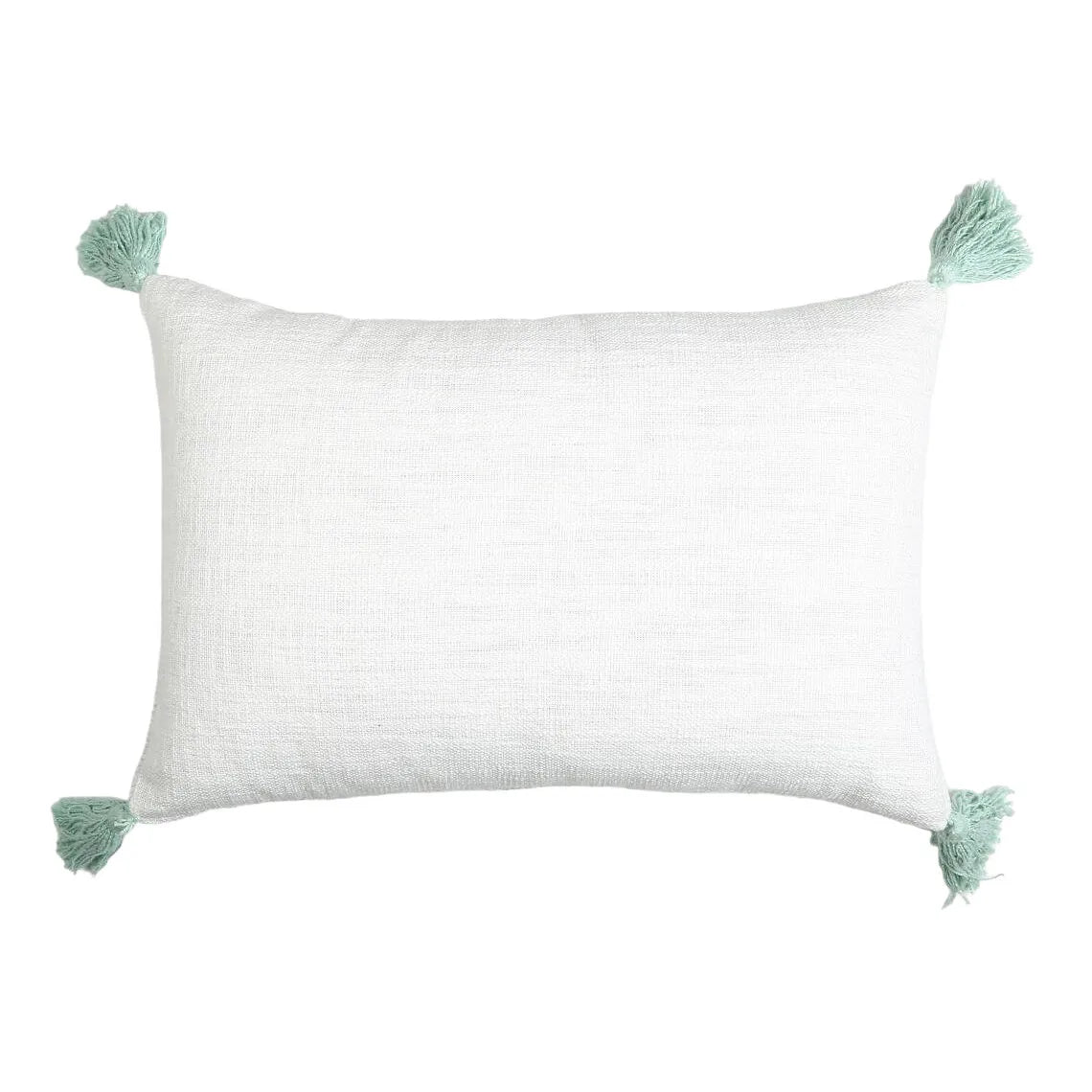 HMS 16\" X 24\" Mint Green Hand Woven Indoor/Outdoor Throw Pillow Cover with Tassels