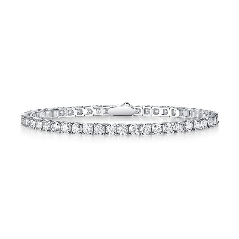 6.5mm White 925 Sterling Silver VVS Moissanite Diamond Cuban Link Chain Bracelet Iced Out Mossanite Jewelry Men Women bracelet