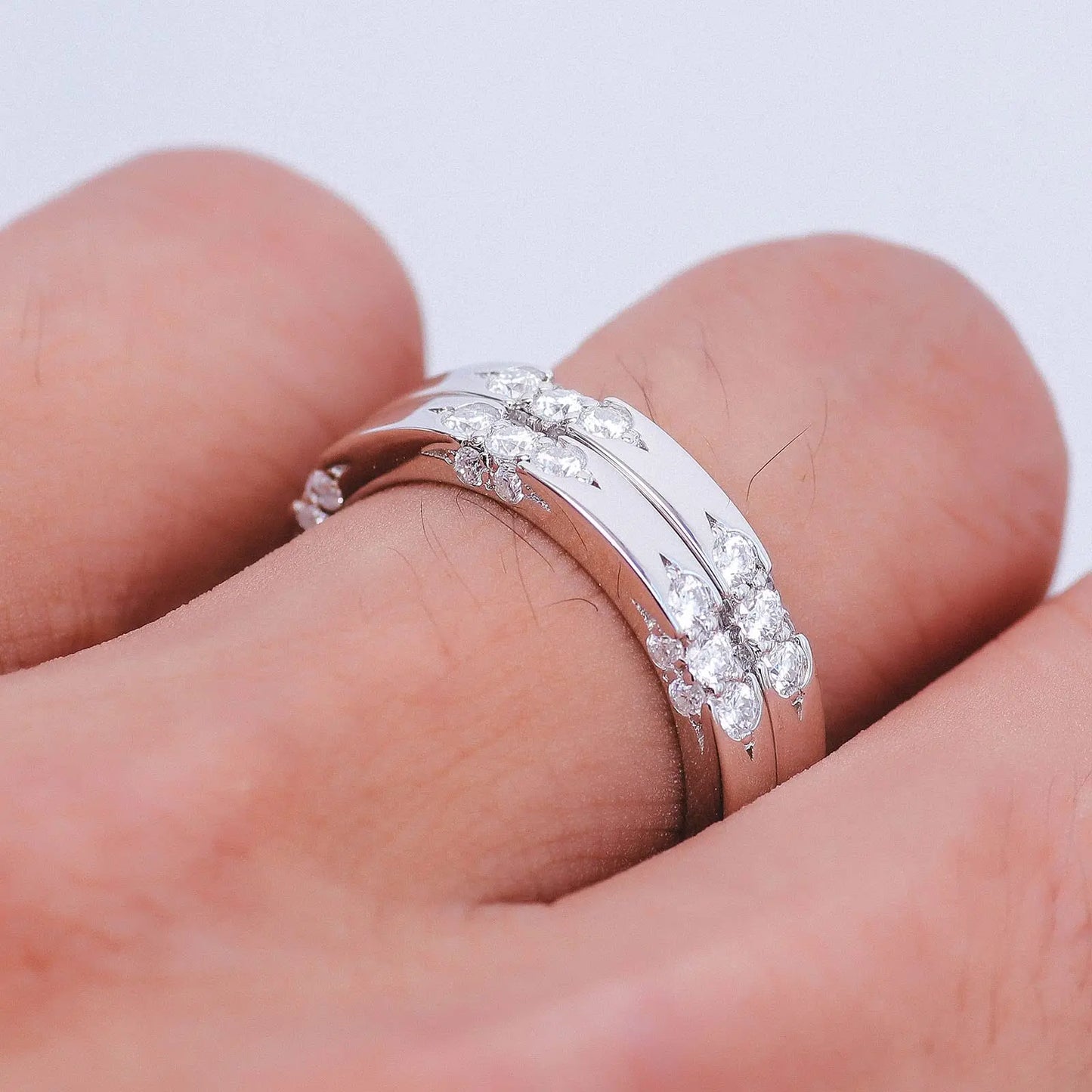 Fine Jewelry Custom Factory 18K Gold Plated 925 Sterling Silver Ring DEF VVS Moissanite Ring  Wedding Bands or Rings for Couple
