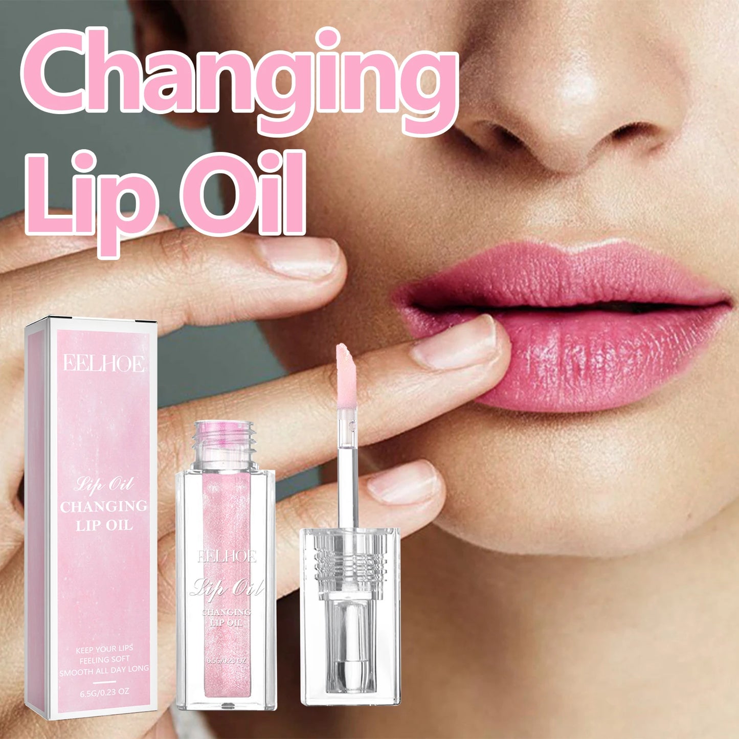 EELHOE Color-Changing Lip Oil Collagen-Based Moisturizer with Reduces Fine Lines Smooths Prevents Dry Cracking for Healthy Lips