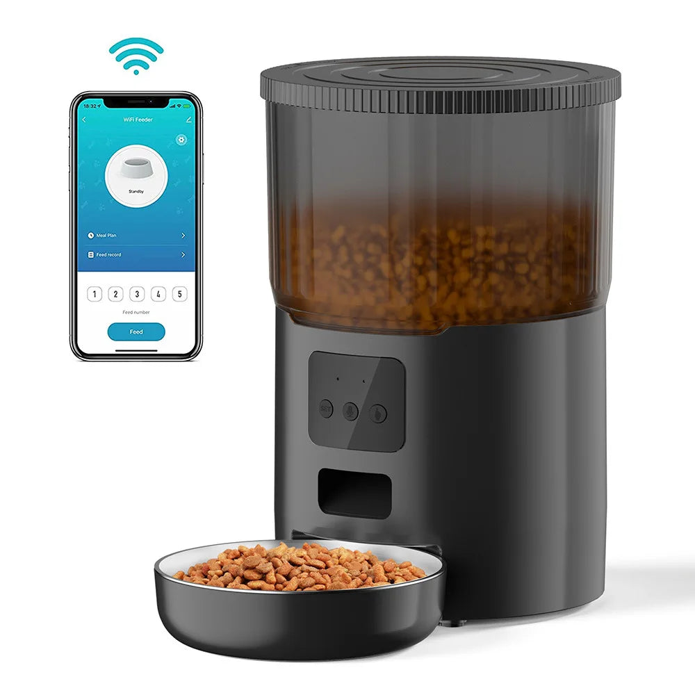 4L Smart 5G WIFI Pet Feeder Stainless Steel Bowls Self Automatic Cat Dog Food Dispenser