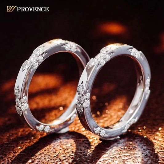 Fine Jewelry Custom Factory 18K Gold Plated 925 Sterling Silver Ring DEF VVS Moissanite Ring  Wedding Bands or Rings for Couple