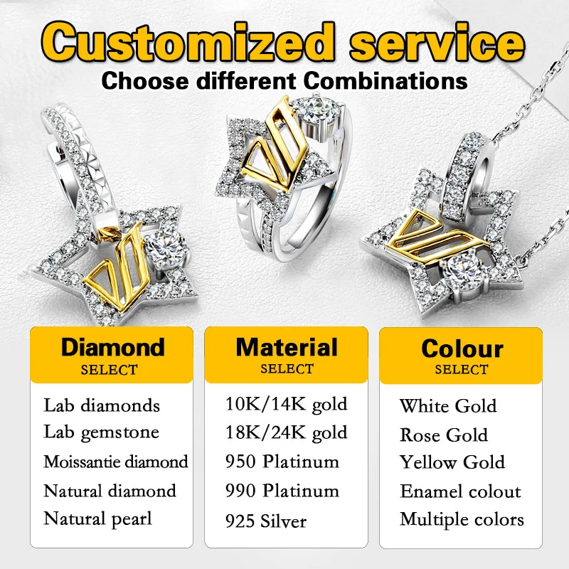 Fine Jewelry Custom Factory 18K Gold Plated 925 Sterling Silver Ring DEF VVS Moissanite Ring  Wedding Bands or Rings for Couple