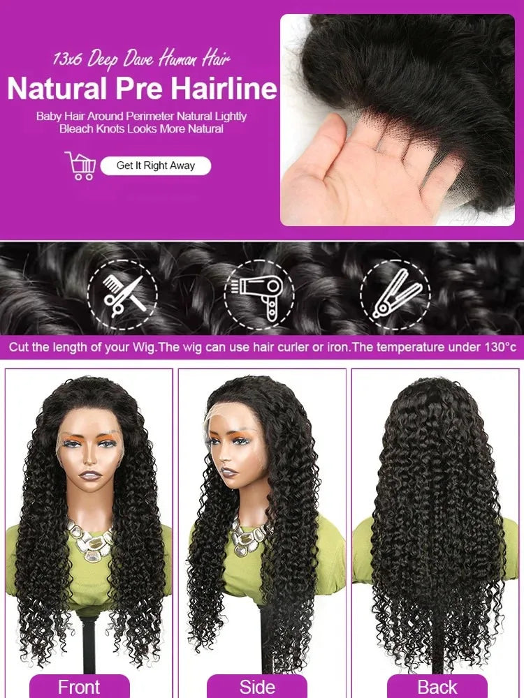 13x6 Hd Transparent Lace Front Human Hair Wigs 30 42 Inch 13x4 Human Hair Wig For Women Deep Wave Frontal Wig Curly Water Wave