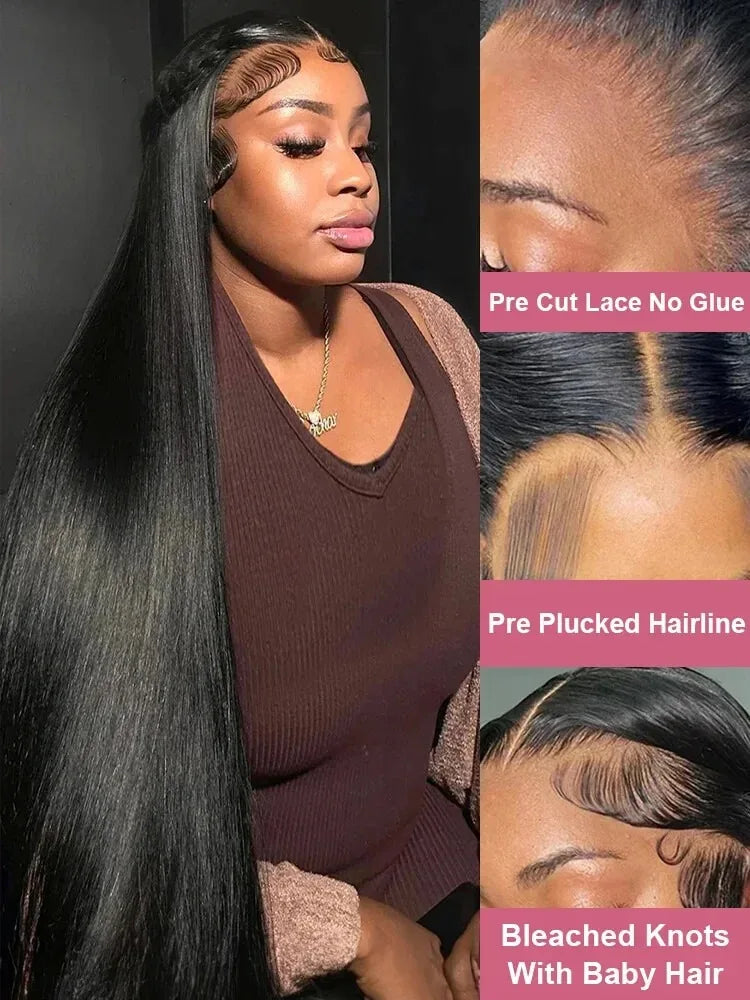 42 Inch 13x4 Bone Straight Lace Front Human Hair Wigs 210 Density 5x5 13x6 Hd Transparent Lace Frontal Human Hair Wig For Women