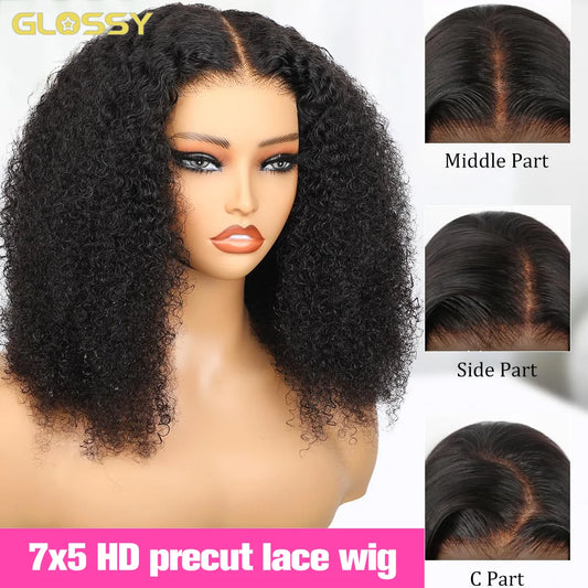 250% Kinky Curly Glueless Wig Human Hair Wear And Go Wig Ready To Wear Curly 100% Human Wigs 13x6 HD Lace Preplucked On Sale