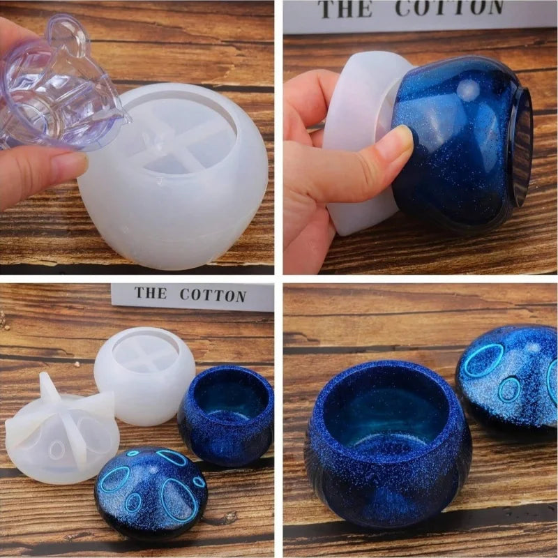 Jar Resin Mold Mushroom Jar Silicone Mold With Lid For Epoxy Casting For DIY Jewelry Storage Bo Candy Container Home Decoration
