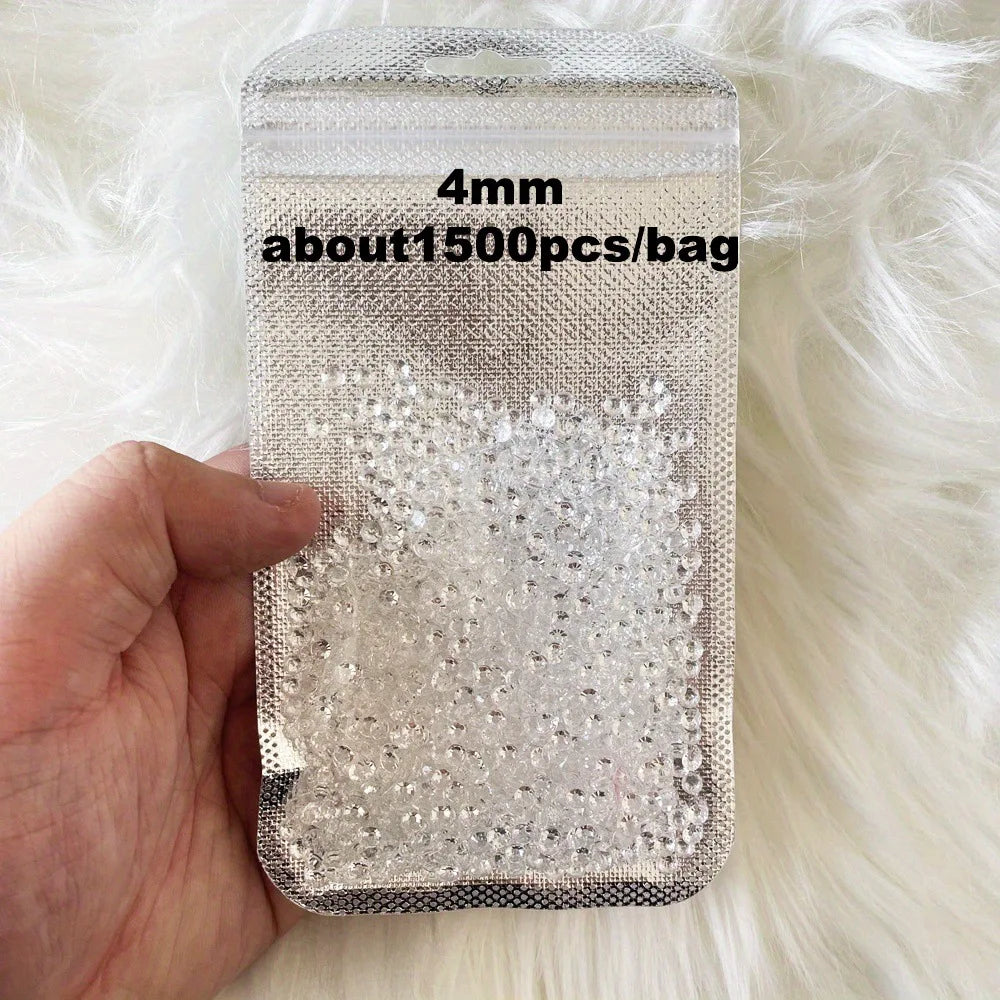 1500 pcs/pack Semi-circular Clear Bubble Beads 3-5mm Mermaid Tears White Nail Stickers Resin Diamonds Nail Art Rhinestone Decora
