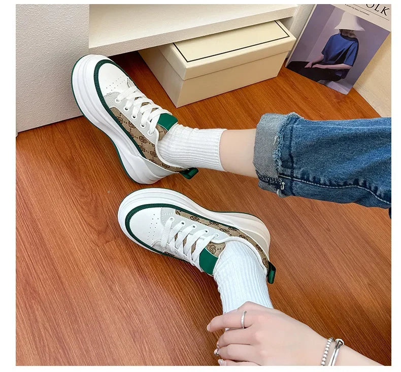 Women's Vulcanized Shoes Lace-up Platform Casual Shoes Breathable Hard-wearing Wedges Lightweight Comfortable Women Sneakers