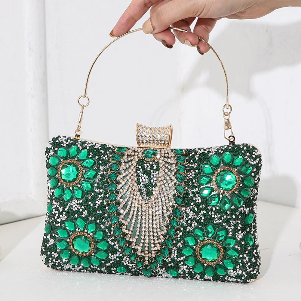 Women Diamond Shoulder Bag Rhinestones Wedding Party Clutch Shinny Crossbody Bag for Parties Wedding Clubs