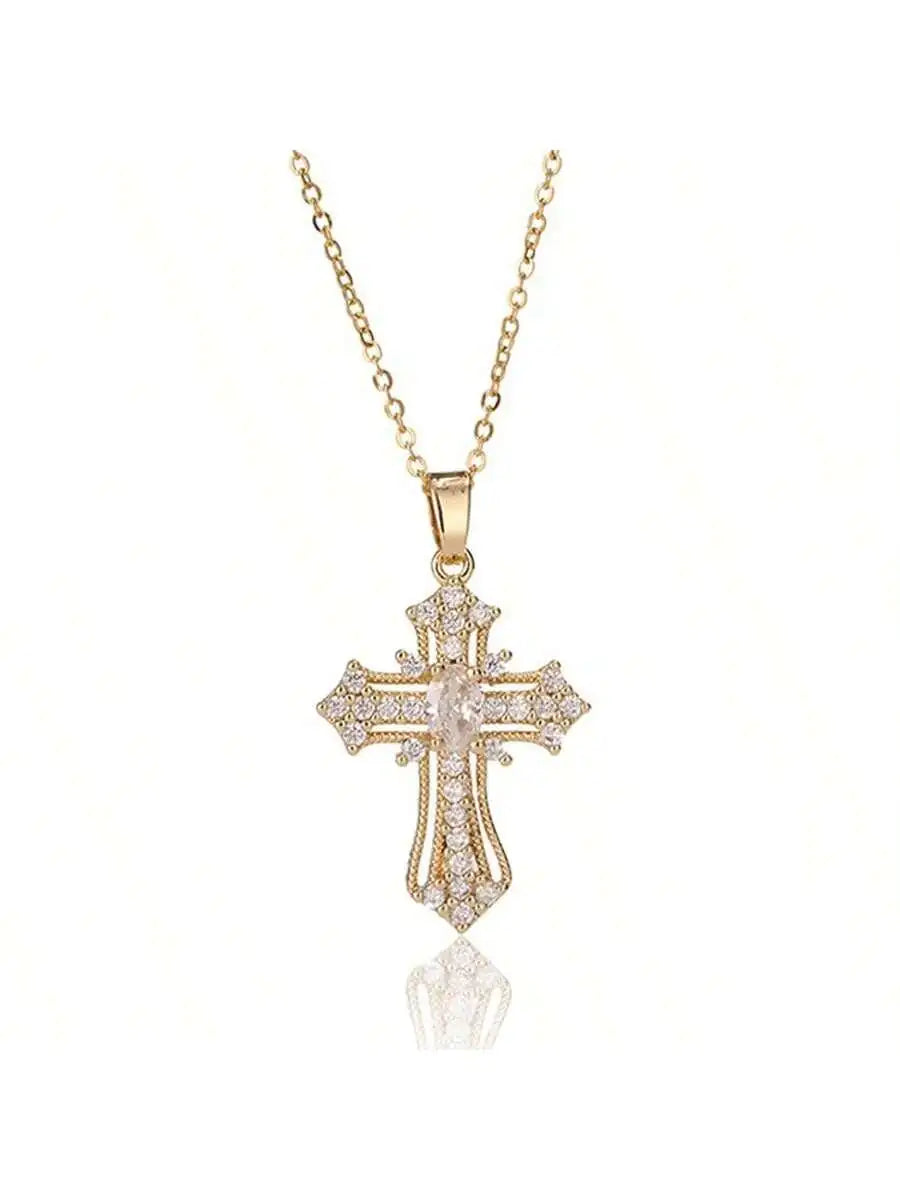 Vintage cross necklace Personalized pendant necklace niche design clavicle chain