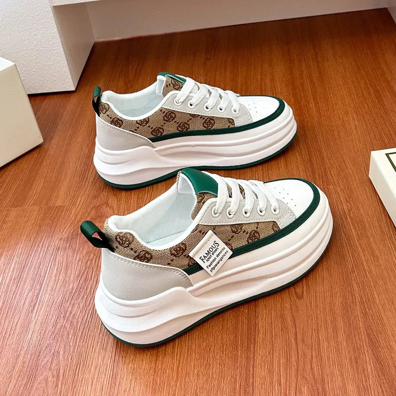 Women's Vulcanized Shoes Lace-up Platform Casual Shoes Breathable Hard-wearing Wedges Lightweight Comfortable Women Sneakers