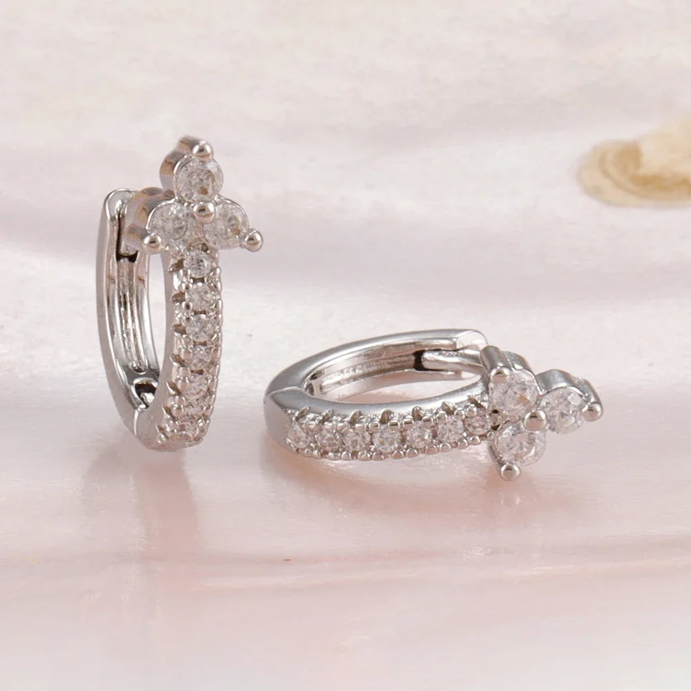 New Arrival Sparkling Crystal Zircon Wheat Hoop Earrings Stainless Steel Gold Color Huggies Piercing Earring Wedding Jewelry