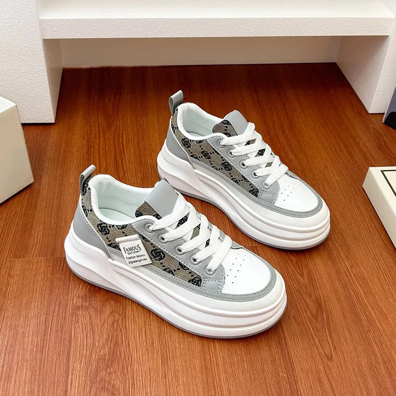 Women's Vulcanized Shoes Lace-up Platform Casual Shoes Breathable Hard-wearing Wedges Lightweight Comfortable Women Sneakers