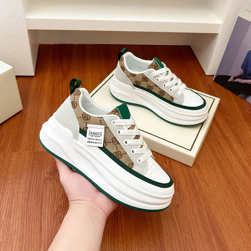 Women's Vulcanized Shoes Lace-up Platform Casual Shoes Breathable Hard-wearing Wedges Lightweight Comfortable Women Sneakers