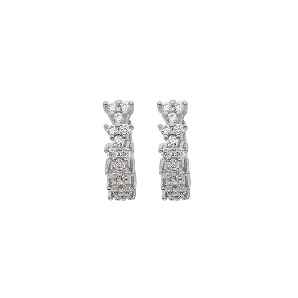 New Arrival Sparkling Crystal Zircon Wheat Hoop Earrings Stainless Steel Gold Color Huggies Piercing Earring Wedding Jewelry
