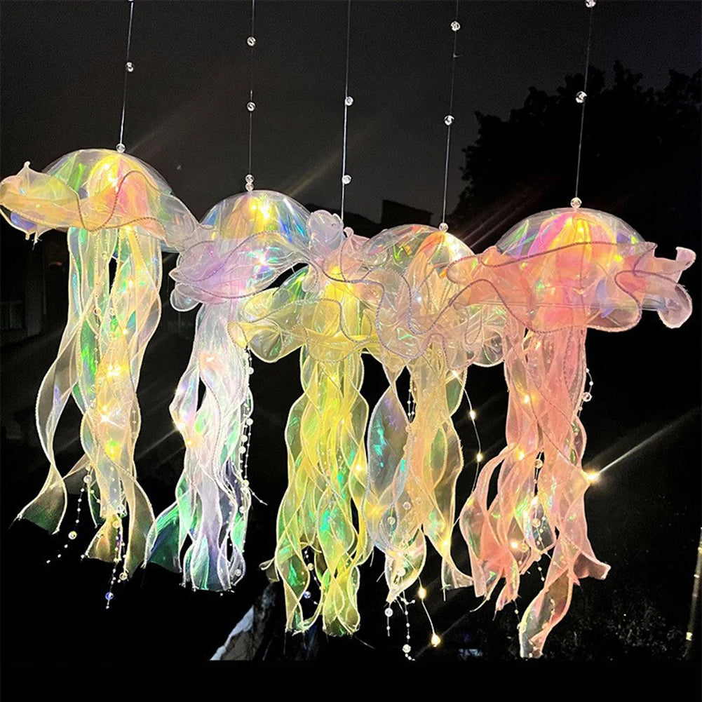 Jellyfish Lamp Jellyfish Atmosphere Night Light Button Battery Hanging Ceiling Lantern Creative Jellyfish lantern Photo Props