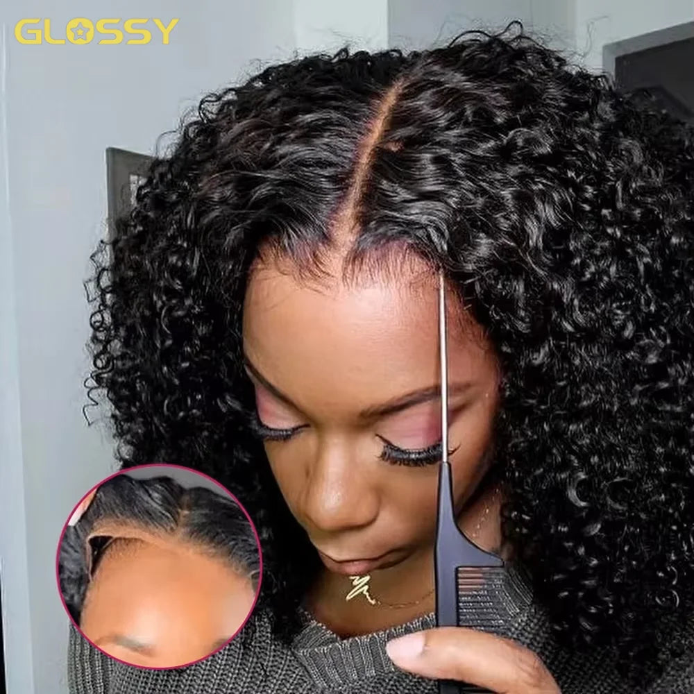 250% Kinky Curly Glueless Wig Human Hair Wear And Go Wig Ready To Wear Curly 100% Human Wigs 13x6 HD Lace Preplucked On Sale