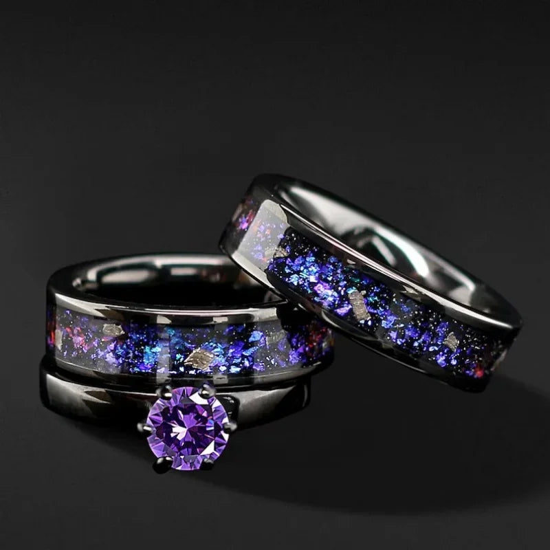 Stainless steel couple rings, stylish and elegant, the perfect gifts for boyfriends and girlfriends, and also great Halloween.