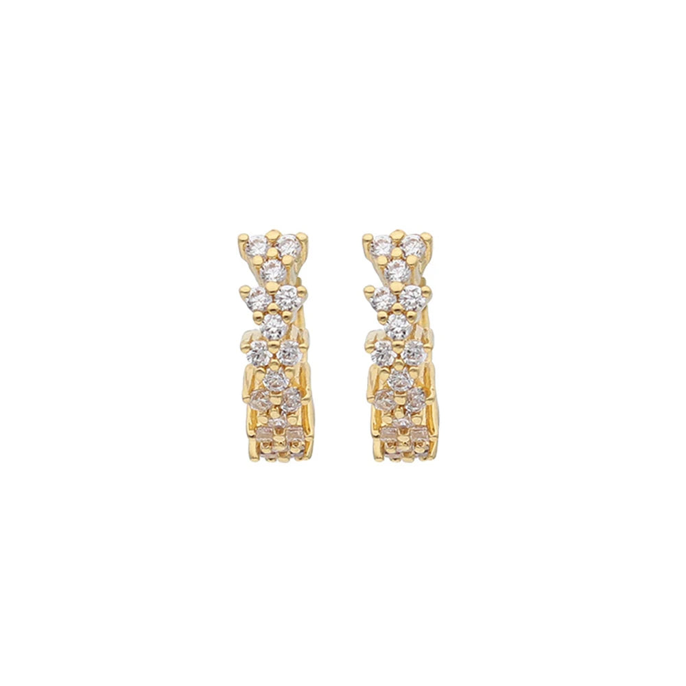 New Arrival Sparkling Crystal Zircon Wheat Hoop Earrings Stainless Steel Gold Color Huggies Piercing Earring Wedding Jewelry