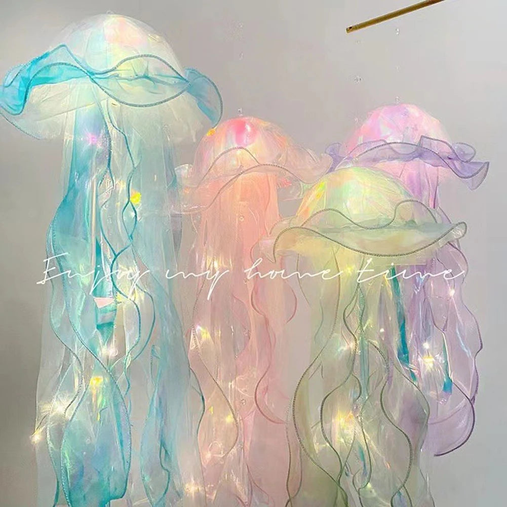 Jellyfish Lamp Jellyfish Atmosphere Night Light Button Battery Hanging Ceiling Lantern Creative Jellyfish lantern Photo Props