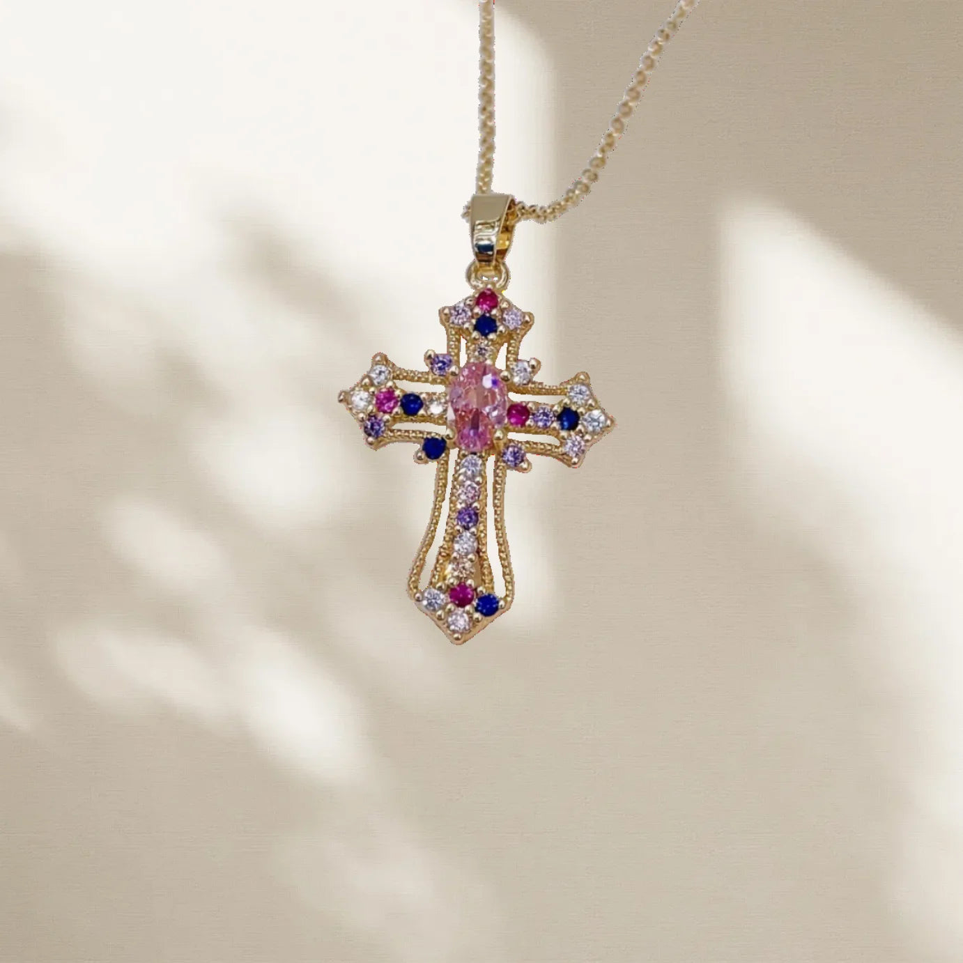 Vintage Cross Zircon Necklace - Unique Niche Design Collarbone Chain
