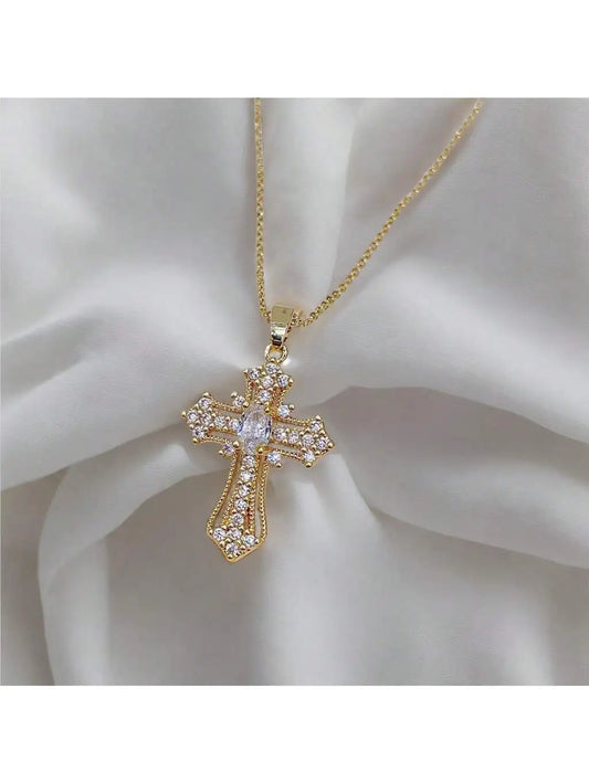Vintage cross necklace Personalized pendant necklace niche design clavicle chain