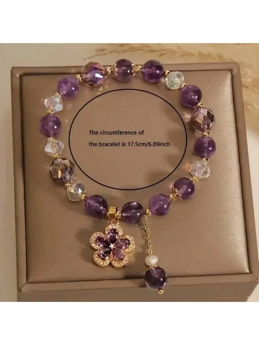Natural Amethyst Money Bag Bracelet Irregular Crystal Zirconia Light Luxury Simple Fresh Cute  With Gift Card