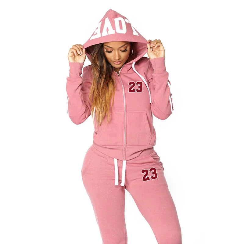 Spring Autumn New Womens Sweatshirt Set 2025 Hot Sale Fashion Zip 2 Pieces Suit High Quality Casual  Woman Pants Jogging Outfit