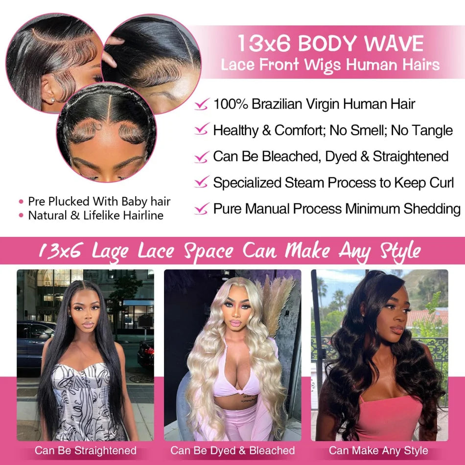 Body Wave Human Hair Wigs 100% Human Hair Quality 13X6 Hd Lace Frontal Wig 250 Density Brazilian Original 40Inch Lace Front Wigs
