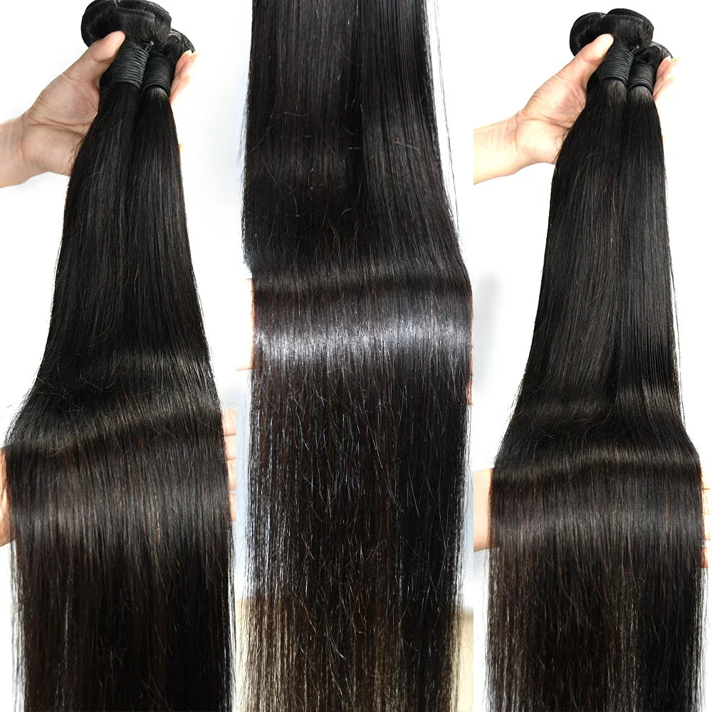 Queenlike 38 40 Inch Straight Human Hair Bundles 12A Brazilian Raw Hair 1/3/4 Bundles Human Hair For Women Hair Extensions
