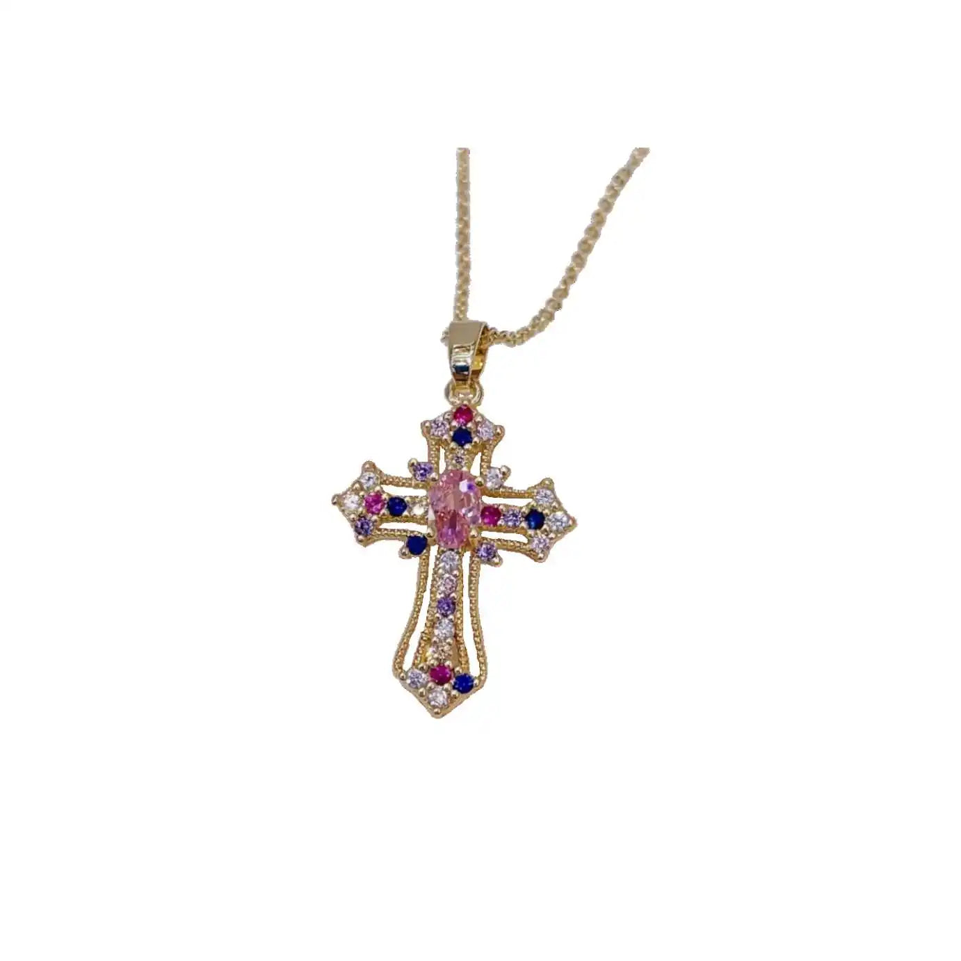 Vintage Cross Zircon Necklace - Unique Niche Design Collarbone Chain