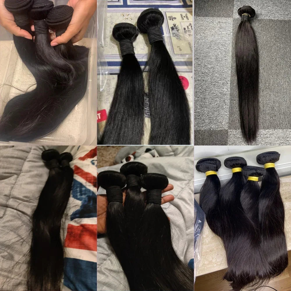 Queenlike 38 40 Inch Straight Human Hair Bundles 12A Brazilian Raw Hair 1/3/4 Bundles Human Hair For Women Hair Extensions